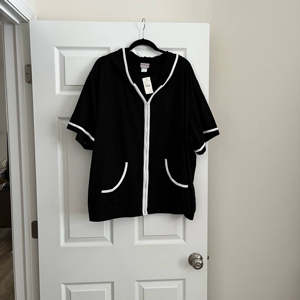 Lane Bryant Black and White Zip-Up Sweater